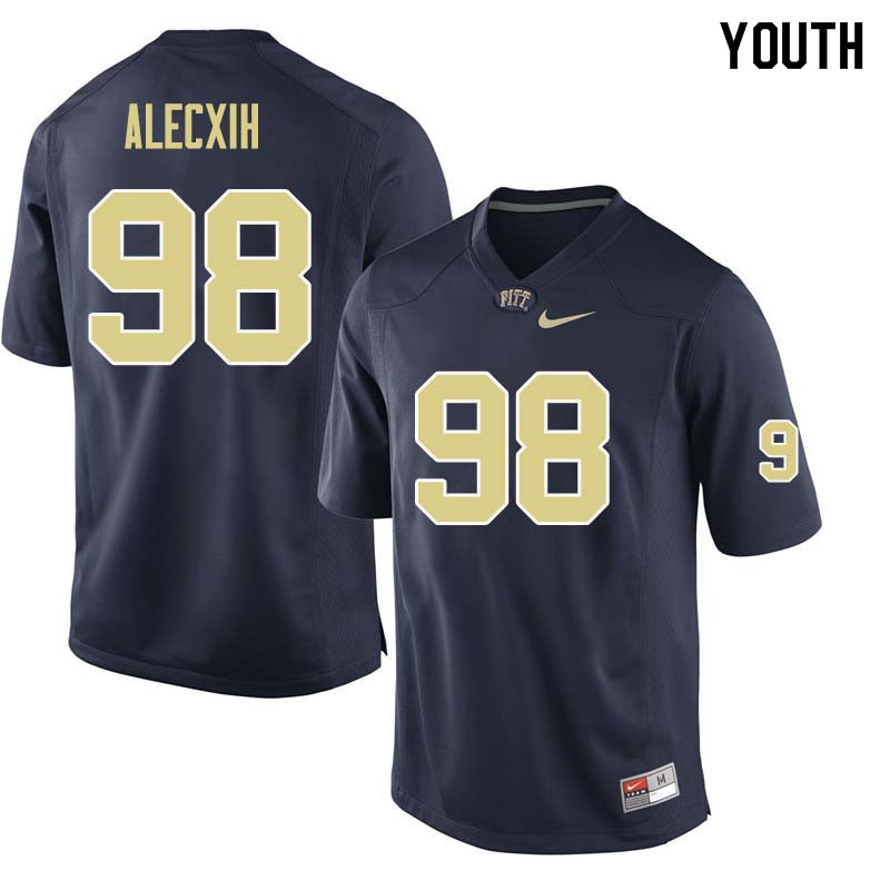 Youth #98 Chas Alecxih Pittsburgh Panthers College Football Jerseys Sale-Navy